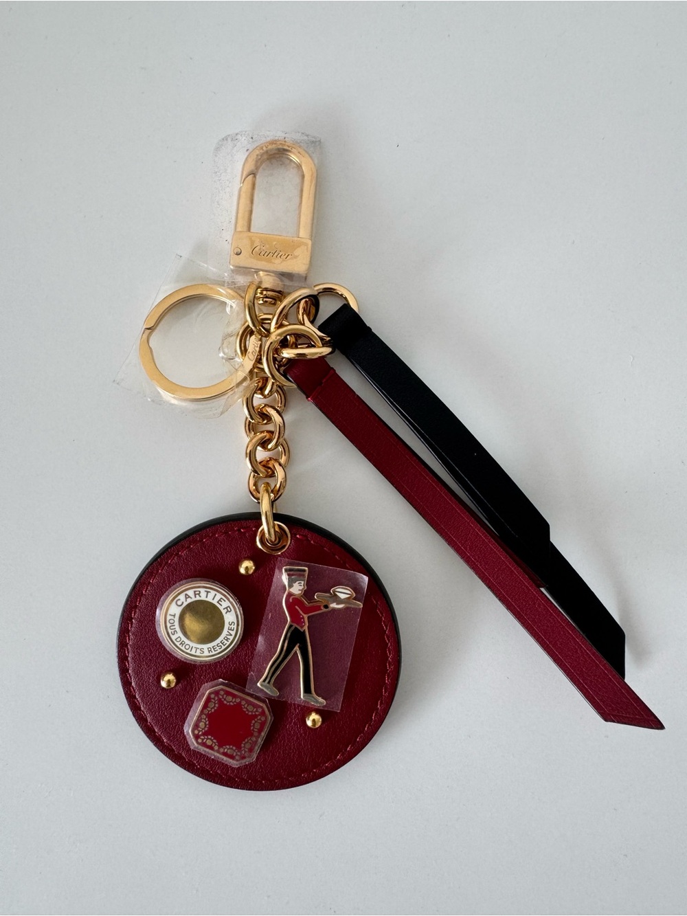 Diabolo De Cartier Medallion Key Ring, Calfskin red & Black, CROG000646